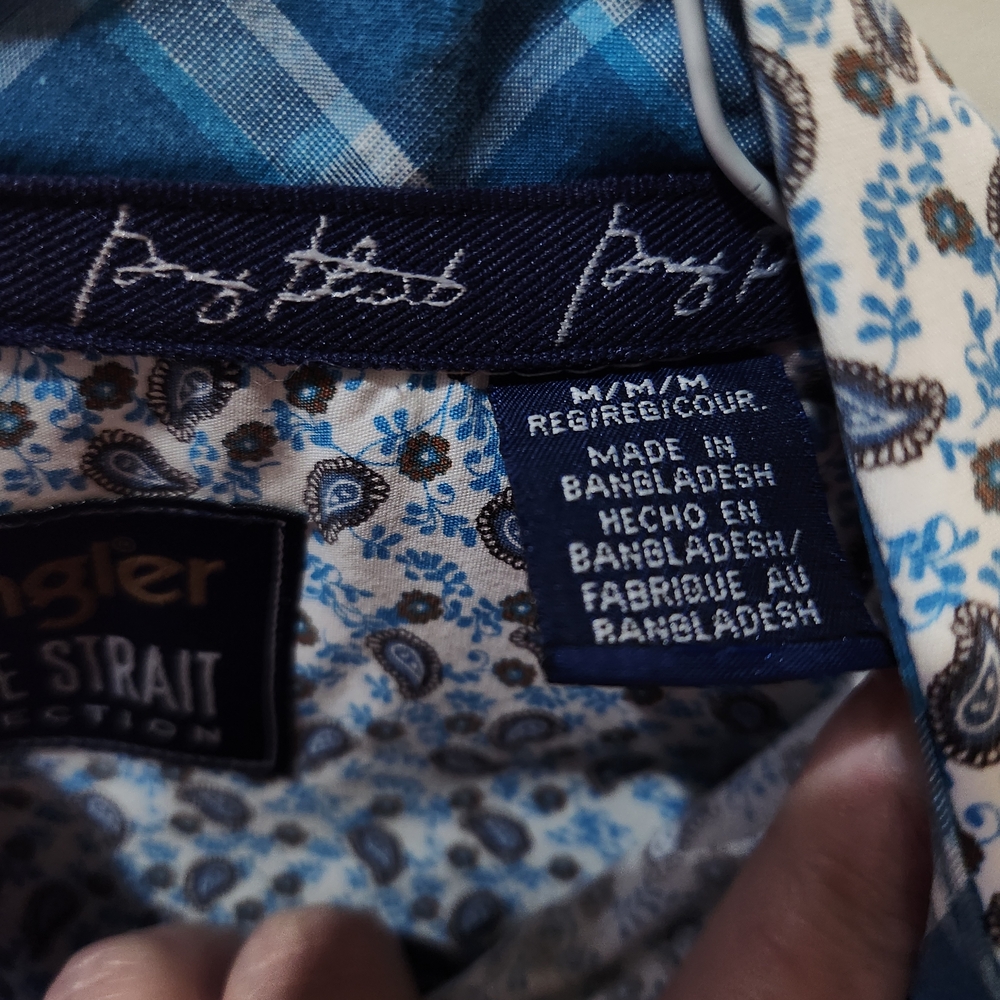 Wrangler Men's Light Blue Pattern Button Shirt (George Straight Collection) - M - Picture 4 of 4